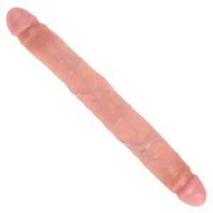 DILDO DUPLO REALÍSTICO SLIM DOUBLE DILDO KING COCK 12” BRANCO - Image 1