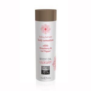 ÓLEO DE MASSAGEM BEIJÁVEL LUXURY BODY OIL DE MORANGO E PIMENTO VERMELHO SHIATSU™ 75ML - Image 1
