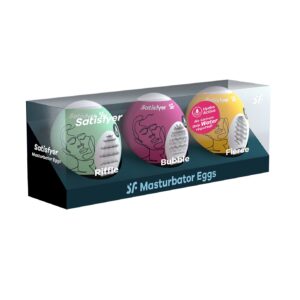 PACK DE 3 MASTURBADOR MASTURBATOR EGG RIFFLE, BUBBLE E FIERCE SATISFYER - Image 1