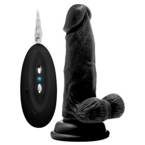 VIBRADOR REALÍSTICO COM TESTÍCULOS REALROCK 6” PRETO - Image 1
